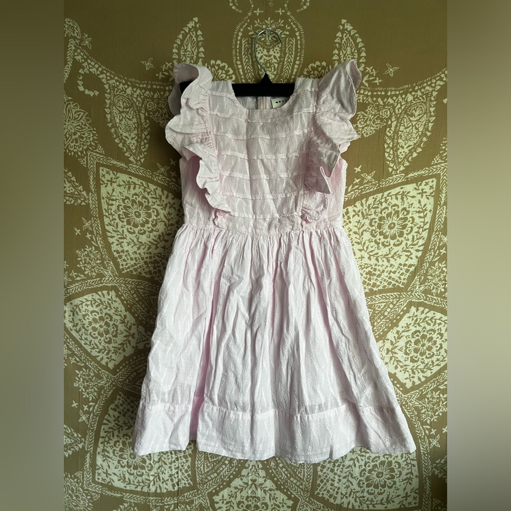 MORLEY Breeze Ruffle-Trimmed Cotton Dress in Baby Pink
